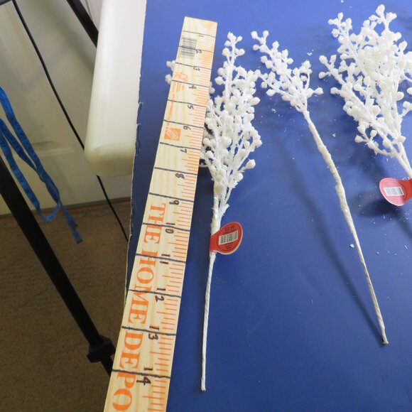 "snowy" White Flower Branches with Iridescent Glitter mixed in Floral Stems - Picture 4 of 6